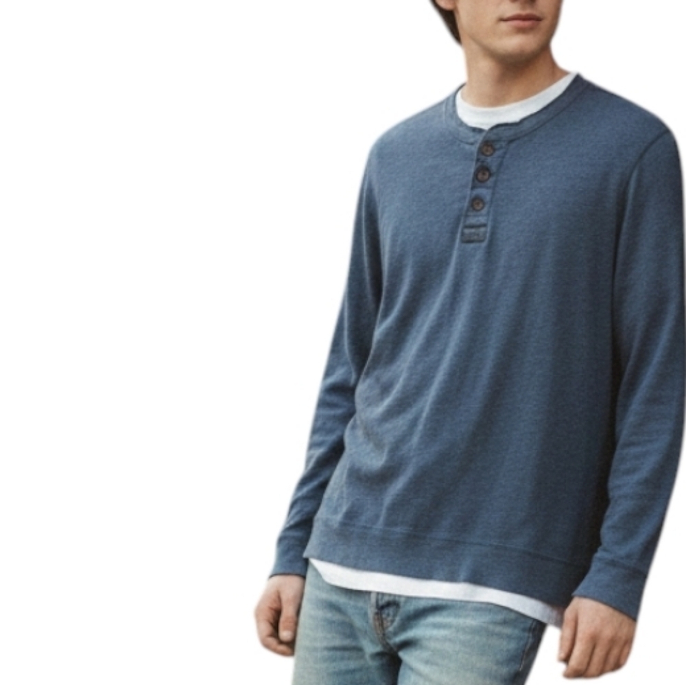 Abercrombie Fitch Waffle Henley Shirt Men Large Heritage Cotton
